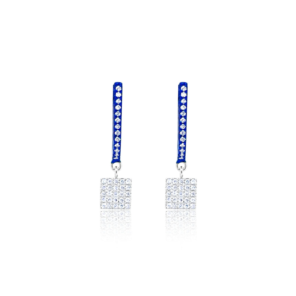 RHODIUM AND DIAMOND CHARM BLUE HUGGIES