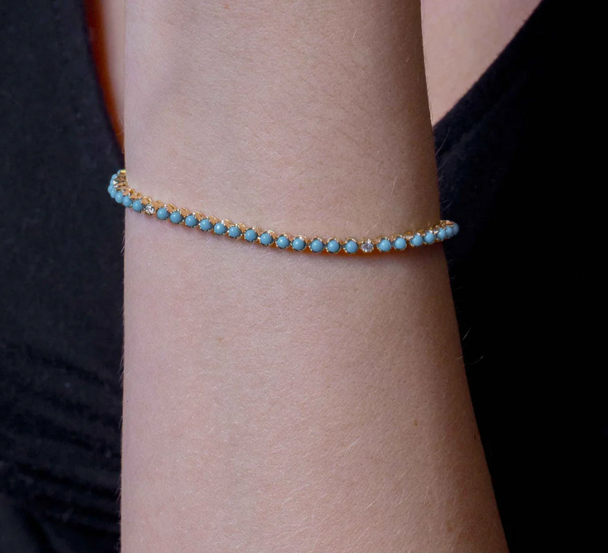 TURQUOISE AND DIAMOND TENNIS BRACELET💎