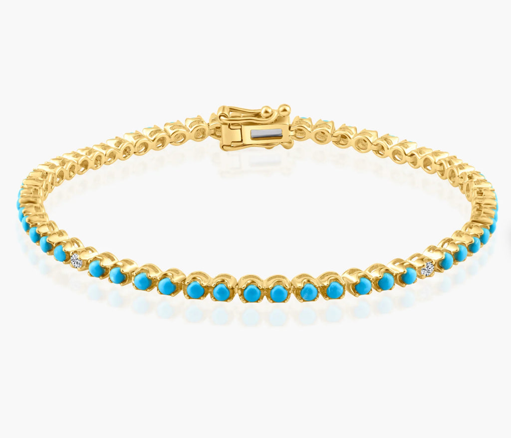 TURQUOISE AND DIAMOND TENNIS BRACELET💎