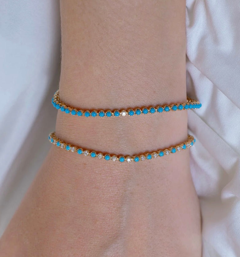 TURQUOISE AND DIAMOND TENNIS BRACELET💎