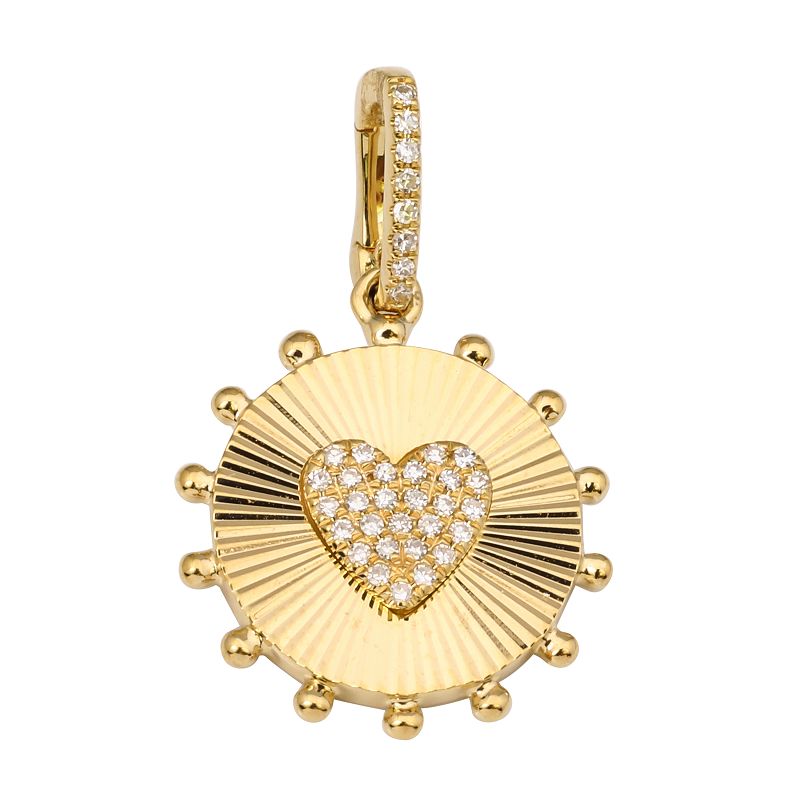 FLUTED DISC HEART NECKLACE CHARM