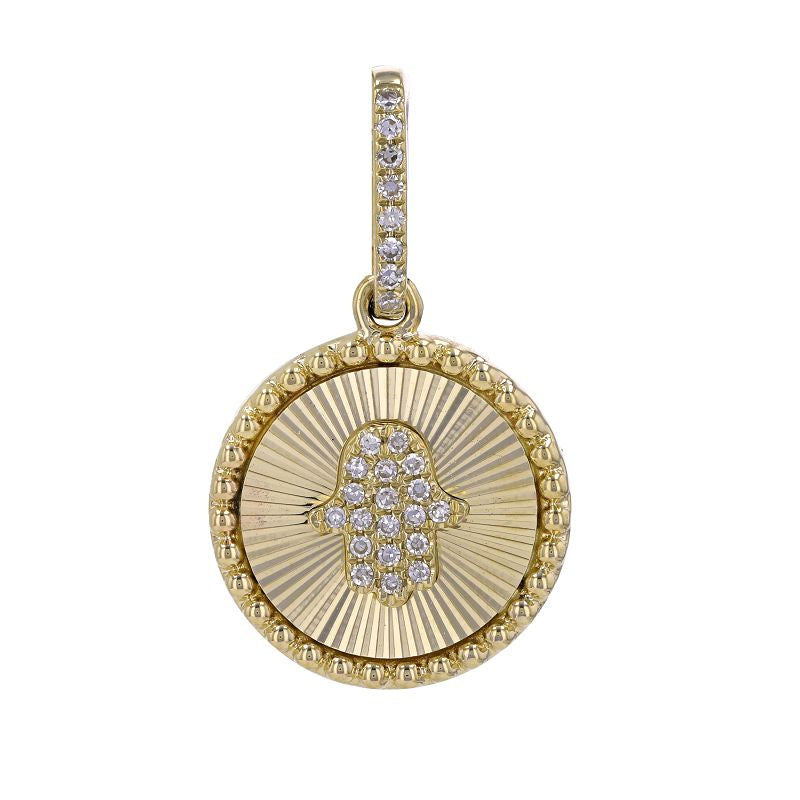 FLUTED DISC HAMSA NECKLACE CHARM