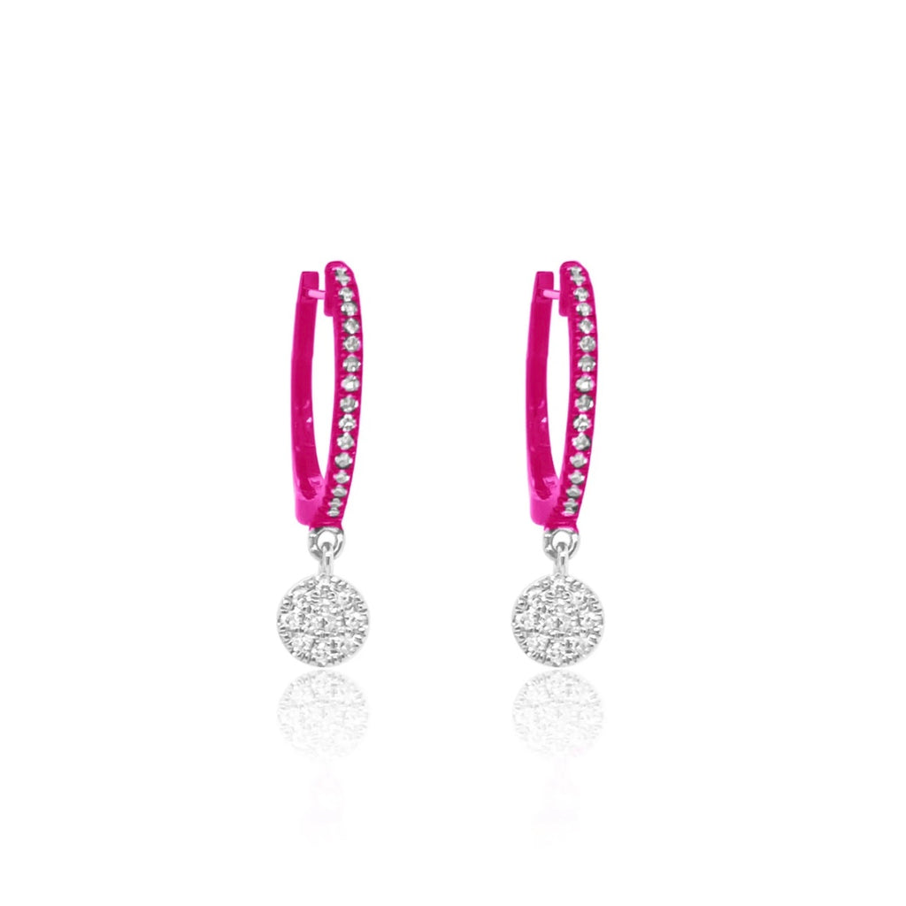 RHODIUM AND DIAMOND CHARM PINK HUGGIES