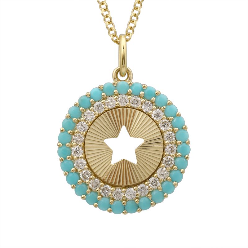 FLUTED STAR DIAMOND AND TURQUOISE NECKLACE