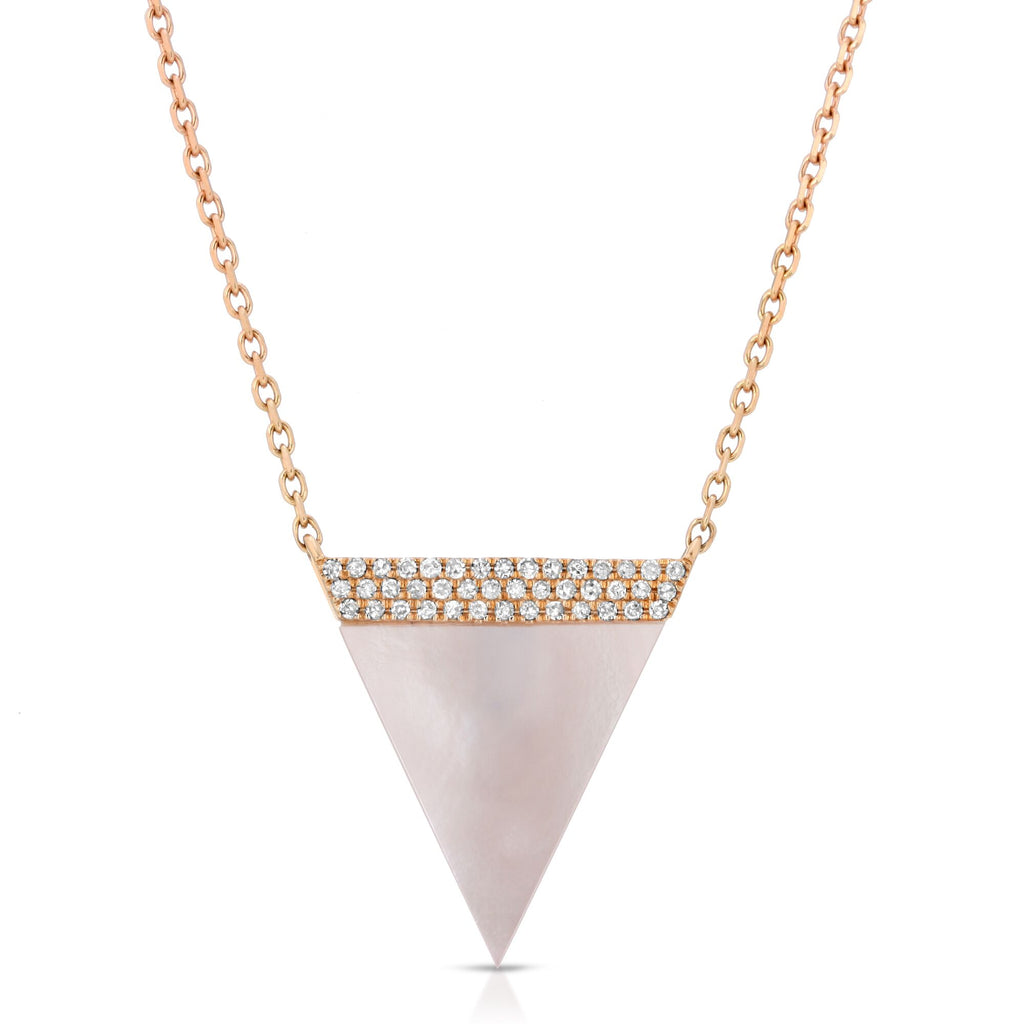 14K ROSE GOLD NECKLACE WITH  DIAMONDS AND MOTHER OF PEARL