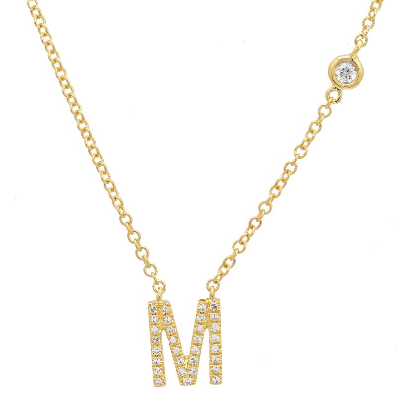 14K YELLOW GOLD DIAMOND NECKLACE WITH INITIAL
