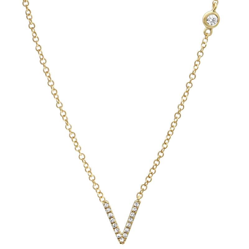 14K YELLOW GOLD DIAMOND NECKLACE WITH INITIAL