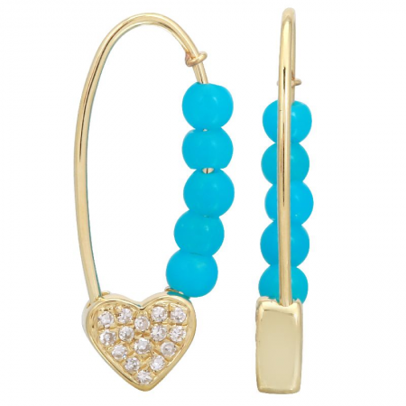 SAFETY PIN TURQUOISE EARRINGS