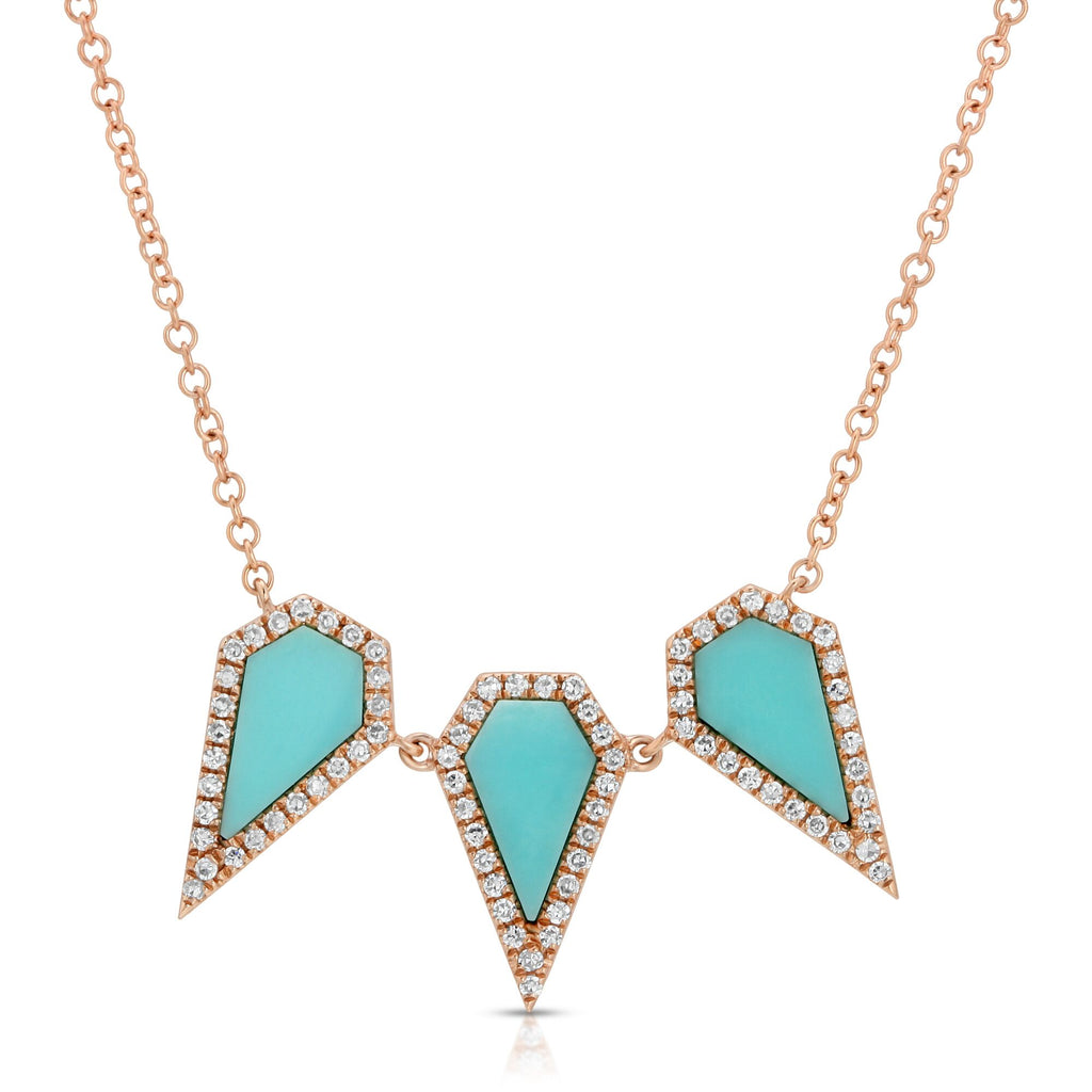 14K ROSE GOLD ADINA NECKLACE WITH DIAMONDS AND TURQUOISE