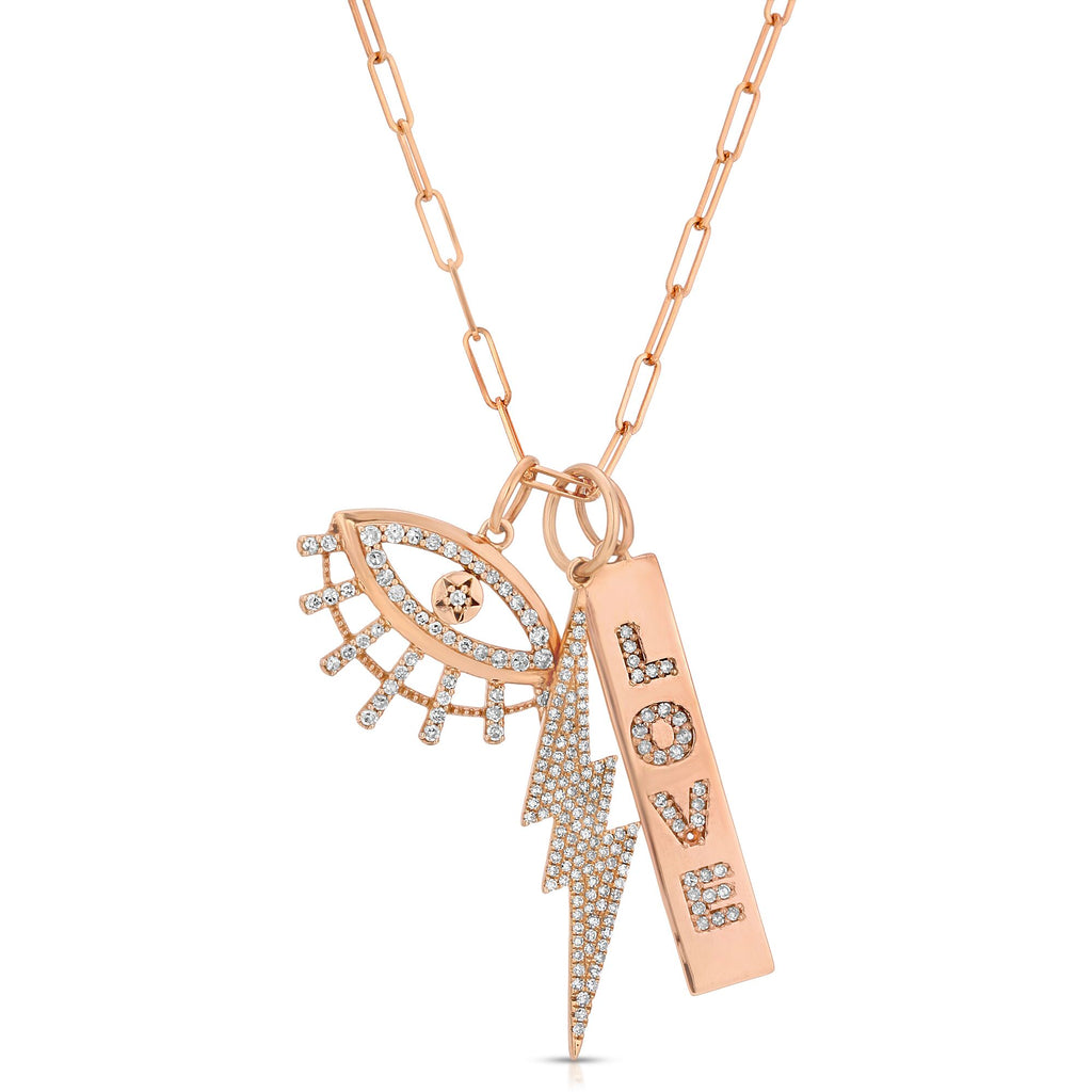 14K ROSE GOLD LOVE CHARM WITH DIAMONDS.