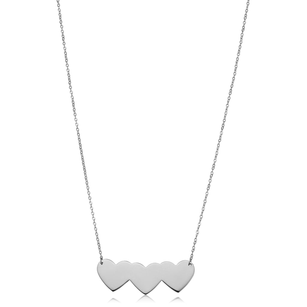14K WHITE GOLD HEARTS NECKLACE