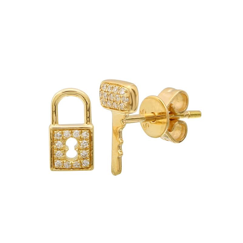 Lock and Key Stud Earrings