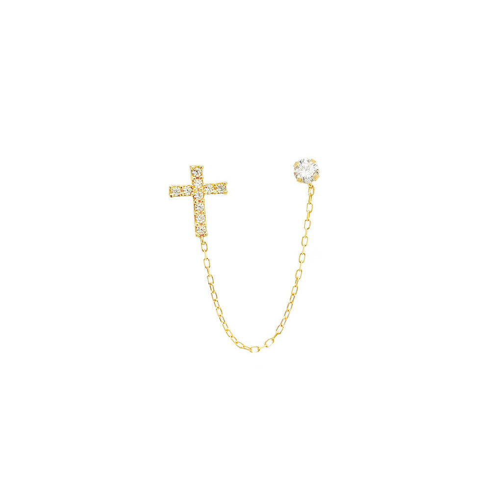 CROSS HANGING CHAIN STUD (sold as single)