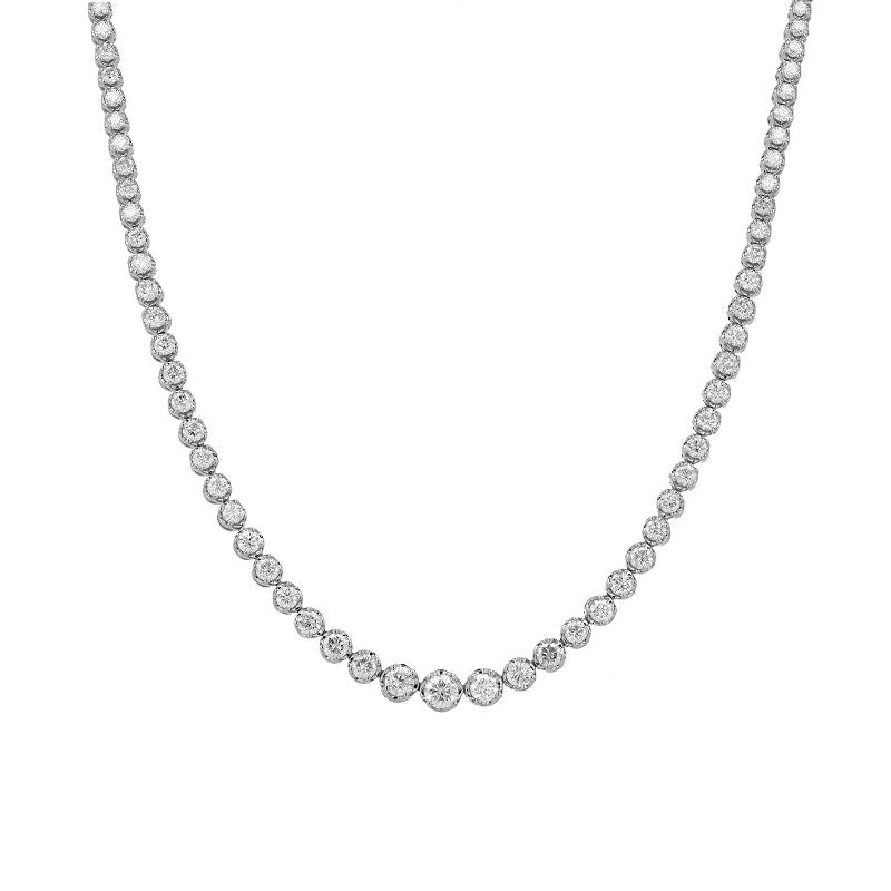 CROWN PRONG GRADUATED TENNIS NECKLACE