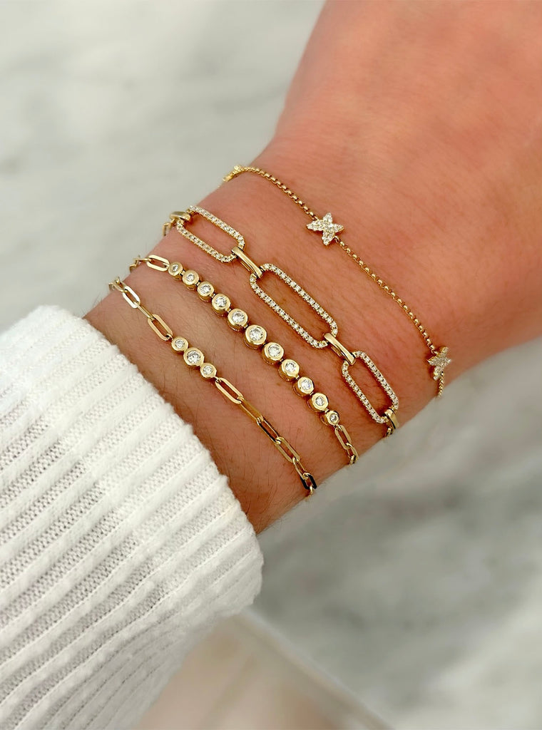 PAPERCLIP CHAIN BRACELET WITH DIAMONDS