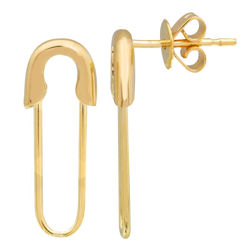 SAFETY PIN GOLD STUD EARRINGS