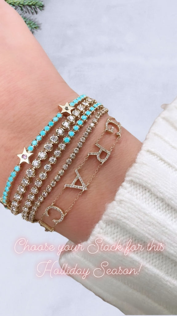 TURQUOISE AND STARS TENNIS BRACELET