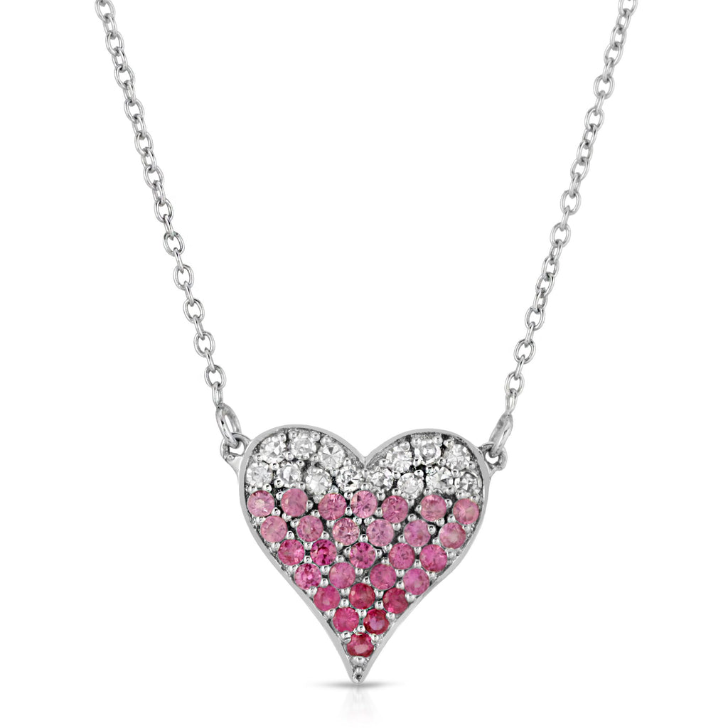 14KT WHITE GOLD WITH DIAMONDS HEART NECKLACE