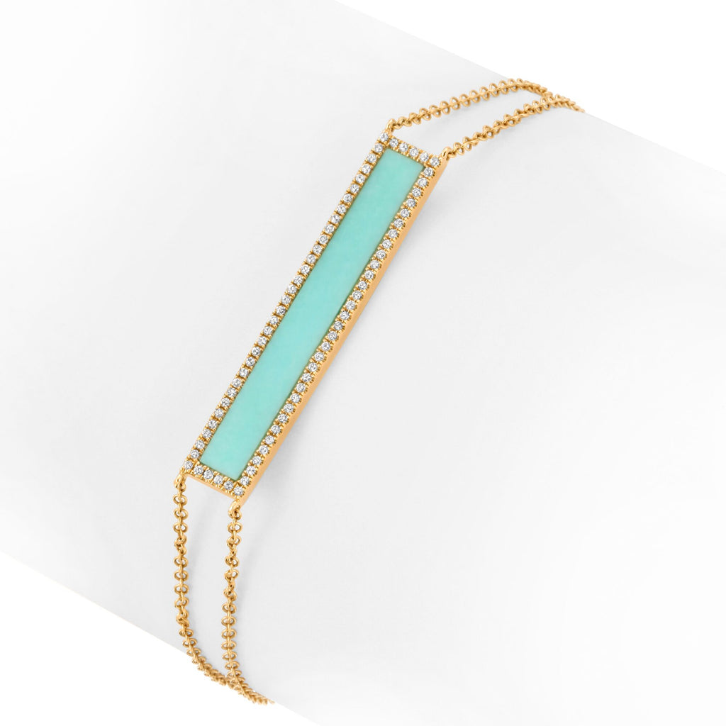 14K YELLOW GOLD CLARA BRACELET WITH DIAMONDS AND TURQUOISE